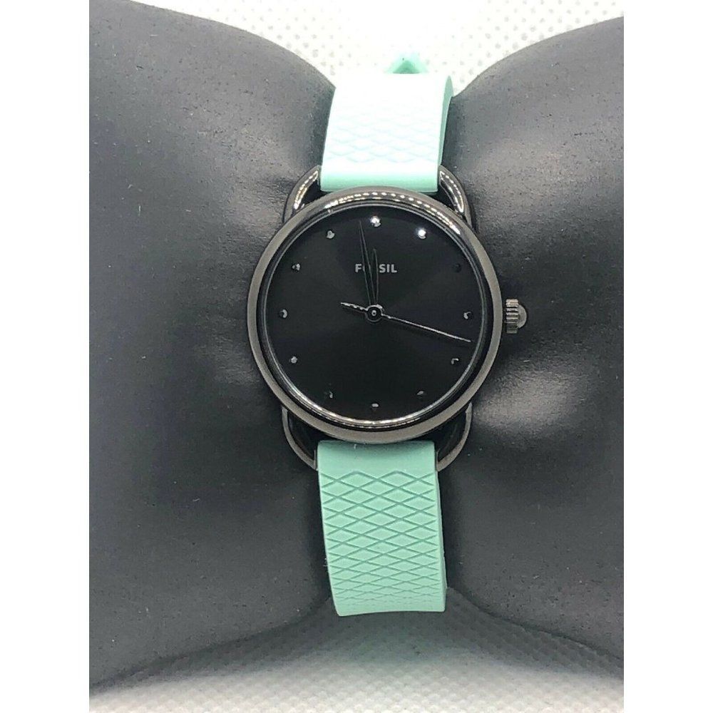 Fossil ES4489 Womens Silicone Analog Black Dial Qu
